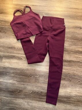 Born Primitive Ribbed High Waisted Leggings Burgandy Size M Workout tank combo